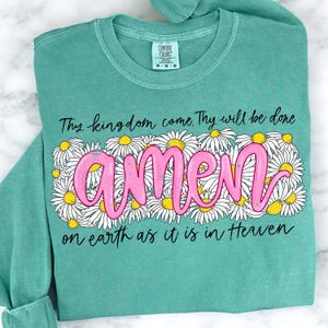 Bloemen Amen christelijk pasen png, sublimatie, dtf-overdracht, retro amen png, Jezus png, madeliefje png, kruis png, bijbelvers png, schrift png