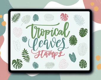 Tropische Blätter procreate Stempel, Pinsel | Florale Procreate Pinsel | doodle botanische stempel procreate | Doodle Bürsten für Procreate