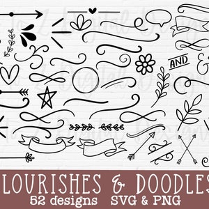 Doodle elements svg bundle | swashes svg | flourishes svg | swoosh svg | swirl svg | accent svg | filigree svg | divider svg | underline svg