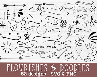 Doodle elements svg bundle | swashes svg | flourishes svg | swoosh svg | swirl svg | accent svg | filigree svg | divider svg | underline svg