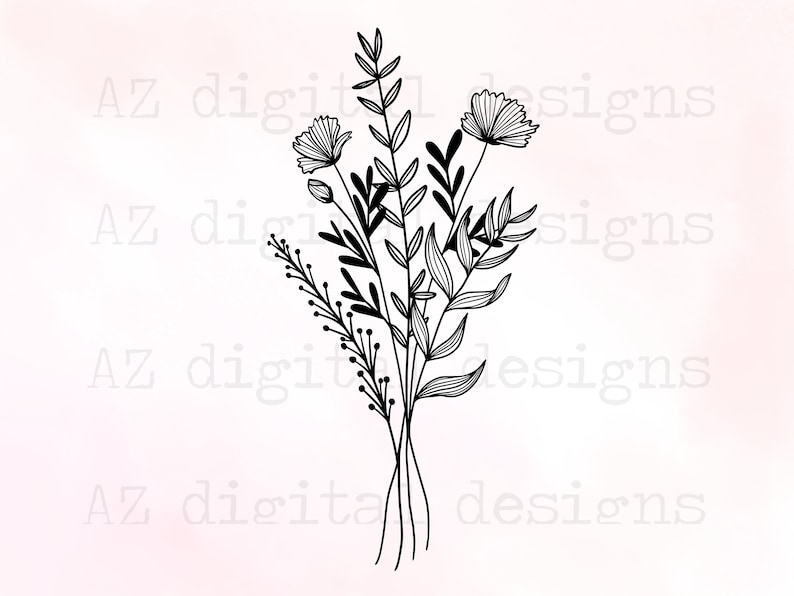 Bouquet svg bundle botanical svg wildflowers svg | Etsy