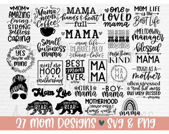 Mom svg bundle hand lettered | mothers day svg | mom life svg | mama svg | blessed mama svg | mom of boys girls svg | mom quotes svg png