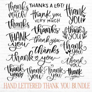 Paquete de SVG de agradecimiento, SVG de agradecimiento escrito a mano, clipart de agradecimiento, SVG de caligrafía, SVG de agradecimiento comercial, SVG de tarjeta de agradecimiento, pegatina