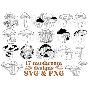 Mushroom svg, mushroom svg bundle, mushroom clipart, fungus svg, magic mushroom svg, boho svg, floral mushroom svg, moon phases svg, morel