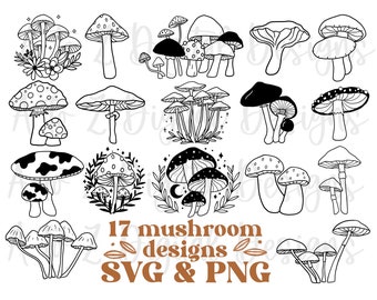 Mushroom svg, mushroom svg bundle, mushroom clipart, fungus svg, magic mushroom svg, boho svg, floral mushroom svg, moon phases svg, morel