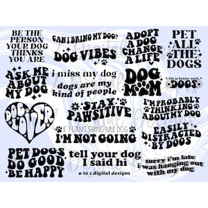 Hond svg, hond moeder svg, hond svg bundel, retro hond svg, hond gezegden svg, poot svg, puppy svg, trendy svg, groovy svg, esthetische svg hond mama png
