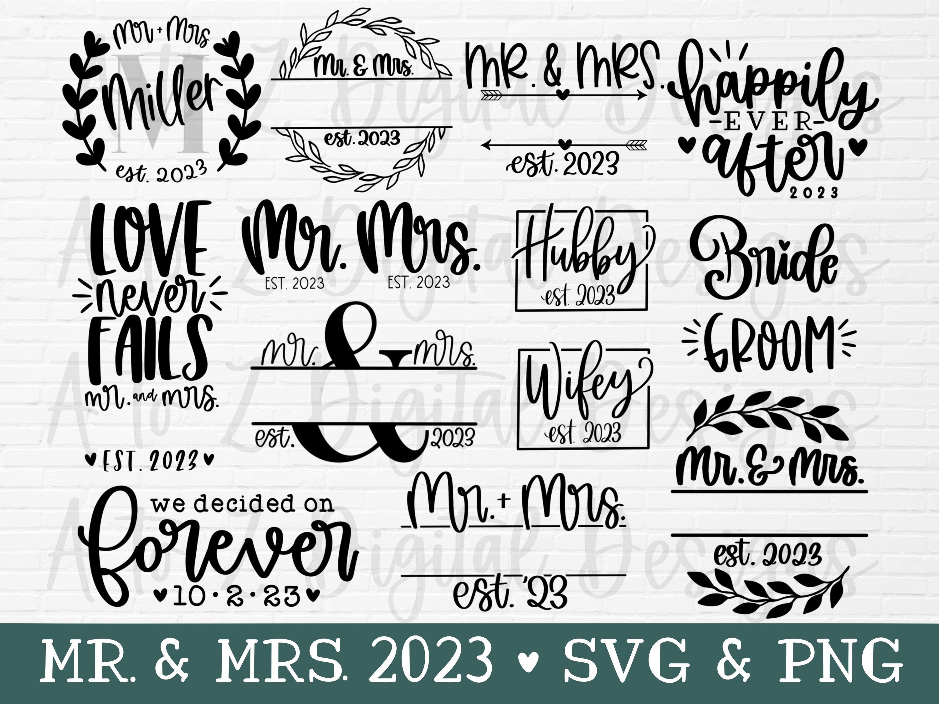 Mr and Mrs 2023 Svg Hand Lettered Mr and Mrs Split Monogram Etsy UK