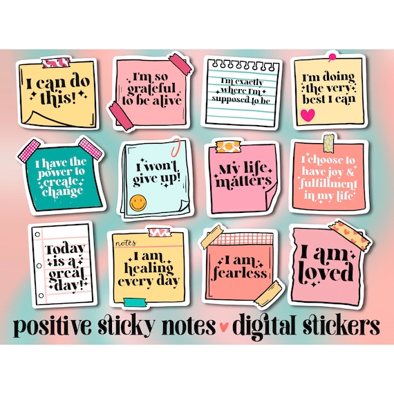 Affirmation Sticker Pack, Hand Lettered Stickers