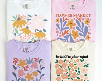 Boho flower t-shirt svg, floral svg mini bundle, flower market svg, inspirational svg, growth svg, kindness svg, floral sublimation png