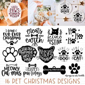 Huisdier kerstornament svg bundel | kerst-svg | hond kerst ornament svg | huisdier kerst-svg | kat kerstmis svg sieraad svg poot svg