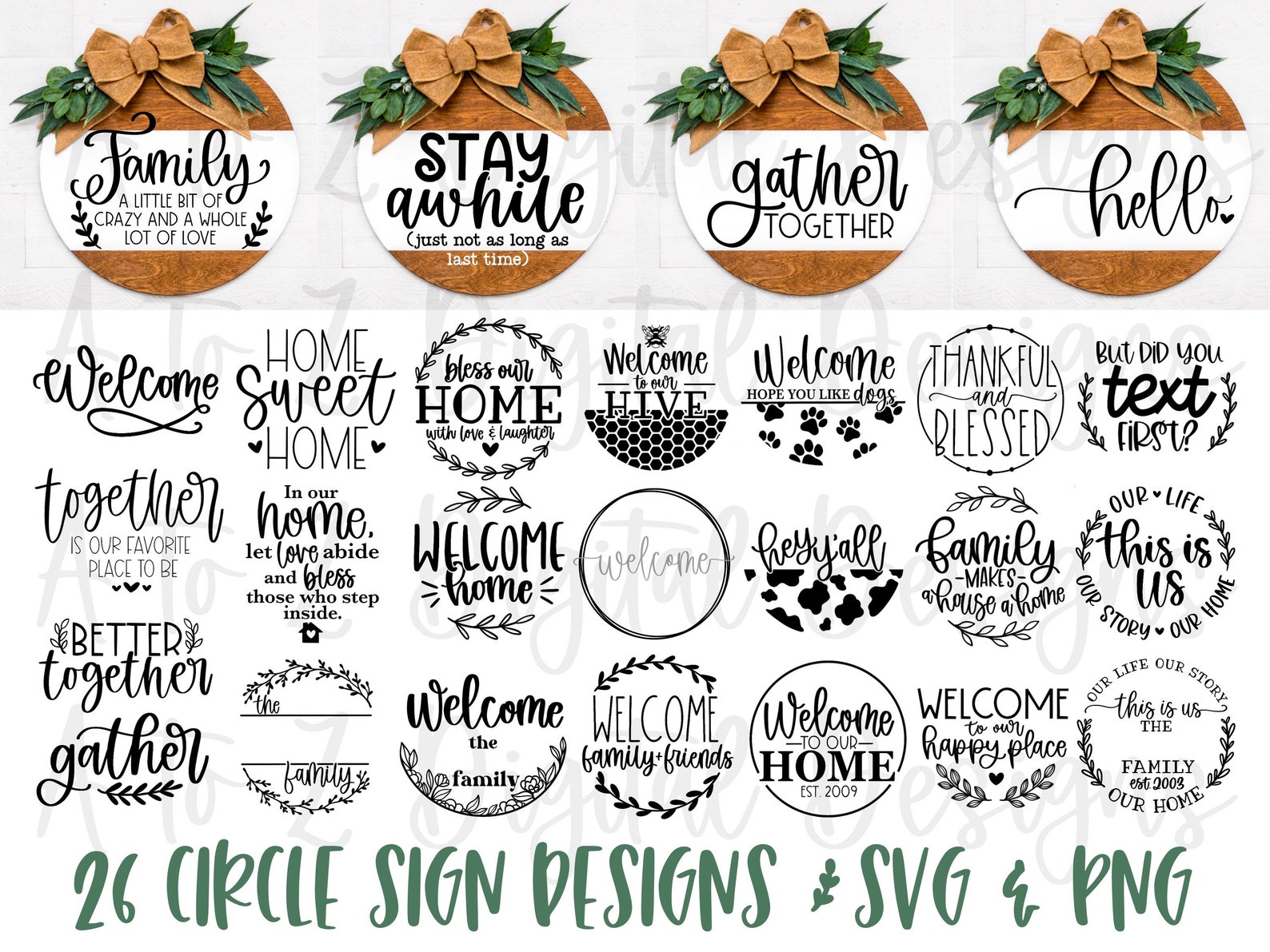 Round Sign Svg Bundle Circle Sign Svg Porch Sign Svg - Etsy