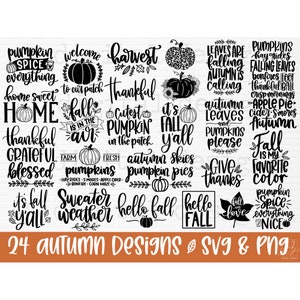 Fall svg | Fall svg bundle hand lettered | autumn svg | thanksgiving svg | hello fall svg | pumpkin svg | fall shirt svg | fall sign svg png