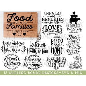 Bundle svg planche à découper, cuisine svg, svg cuisine de ferme, manique svg, svg cuisine, svg pâtisserie, famille svg, signe de cuisine png fichier coupé