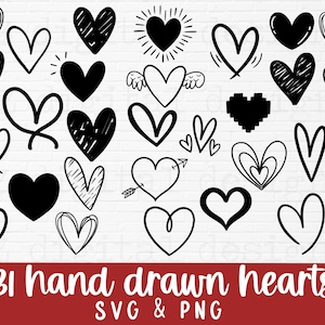Herz svg Bündel handgezeichnet | Herzen svg png | Valentinstag svg | Liebe | Gekritzel Herz svg | offenes Herz svg | einfaches Herz svg | krit