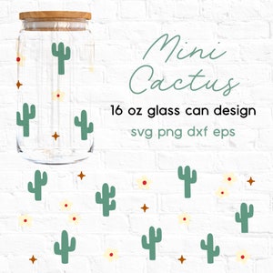 Mini vidrio de cactus puede svg, vidrio de cactus puede svg, vidrio occidental puede svg, libbey puede svg, vidrio puede envolver svg, suculento svg, dtf png svg