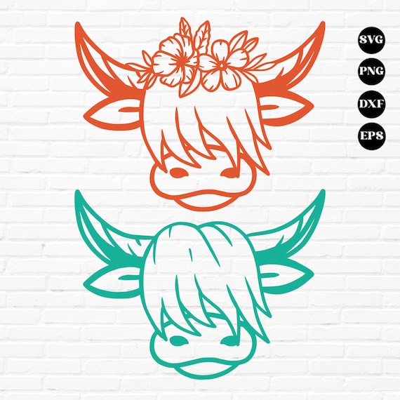 Cute highland cow svg bundle, floral highland cow svg, cow svg, cow face svg, heifer svg, calf svg, boho highland cow svg, floral svg png
