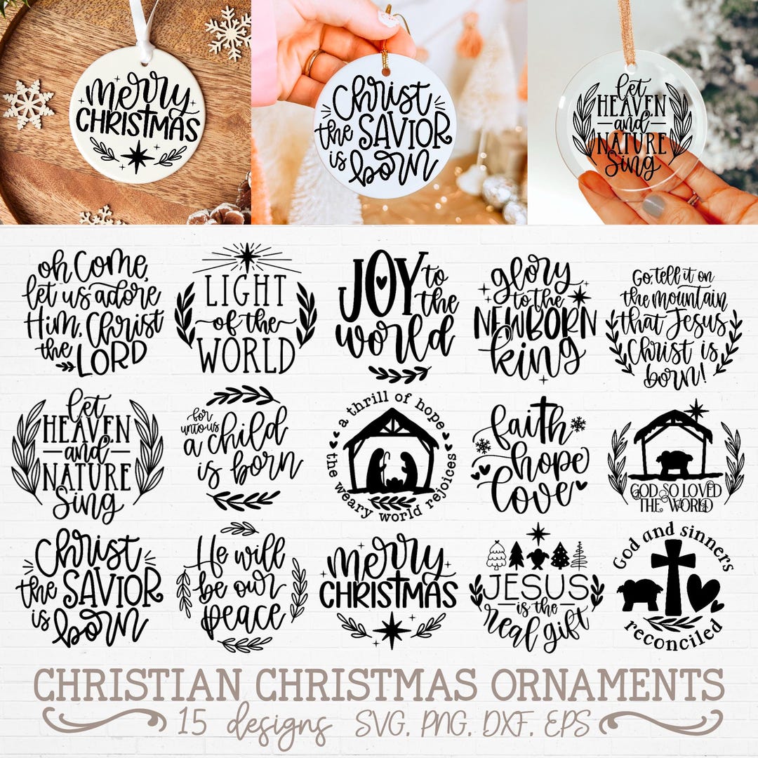 Christian Christmas Ornaments Svg Bundle, Christmas Svg, Round Ornament Svg, Religious Christmas ...