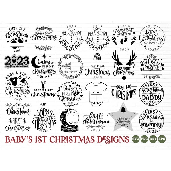 Baby's first christmas svg bundle hand lettered | my first christmas svg | baby's first christmas ornament svg | first christmas svg png