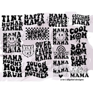 Mama svg, retro mama svg, mom svg, boho mama svg, groovy svg, mama wavy text svg, mama png, overstimulated mom svg, moms club svg trendy svg