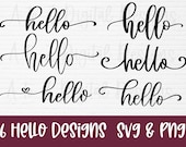 Hello svg | hand lettered | hello sign svg | welcome svg | door mat svg | door sign svg | home svg | welcome cut file | hello flourish svg