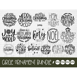 Christmas ornament svg bundle #1 hand lettered | Christmas svg | believe svg | christmas cut file | christmas scene svg | round ornament svg