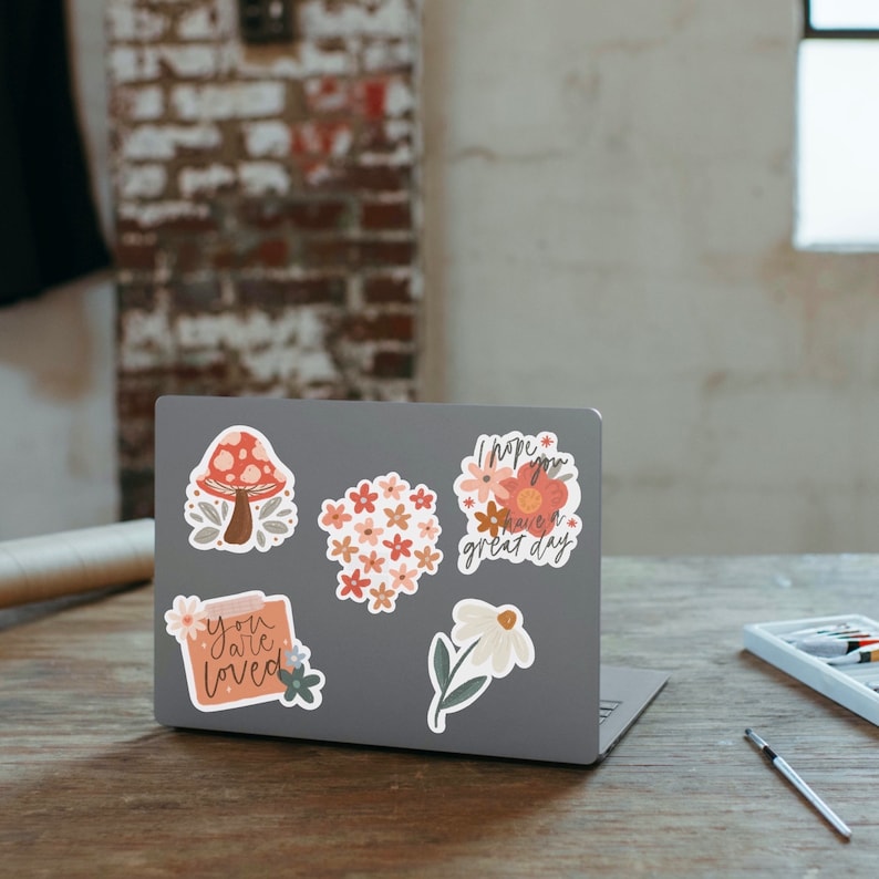 Söta blommiga utskrivbara klistermärken png, inspirerande klistermärke png, skriv ut och klipp ut klistermärke, Cricut-klistermärken, förpackningsklistermärke png, klistermärkesdesign bild 3