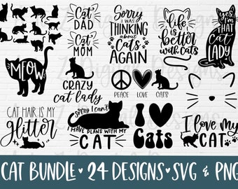 Cat svg bundle | cat mom svg | cat silhouette svg | crazy cat lady svg | cat dad svg | cat lover svg | kitten svg | cat quotes svg | cat png