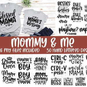 Paquete de svg de mamá y yo escrito a mano / mamá y mini svg / camisas a juego svg / mamá svg / mamá divertida svg / camisa de niño svg / mamá svg png