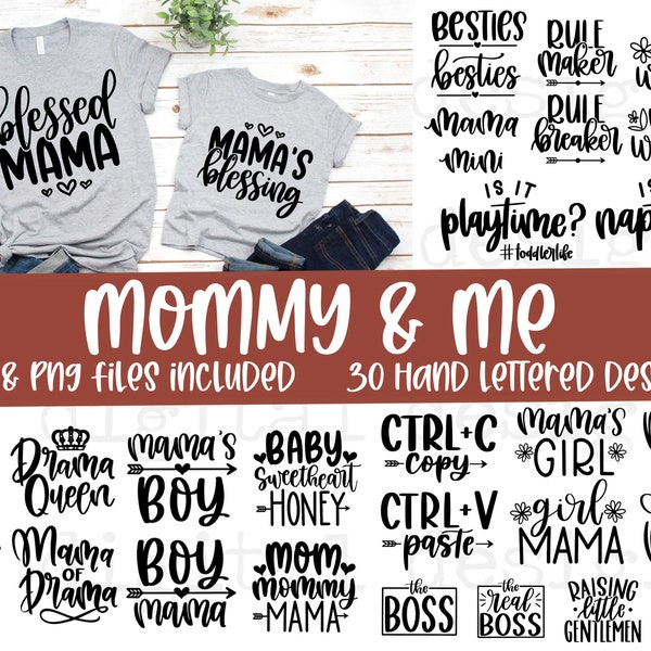 Mommy and me svg bundle hand lettered | mama and mini svg | matching shirts svg | mom svg | funny mom svg | kid shirt svg | mama svg png