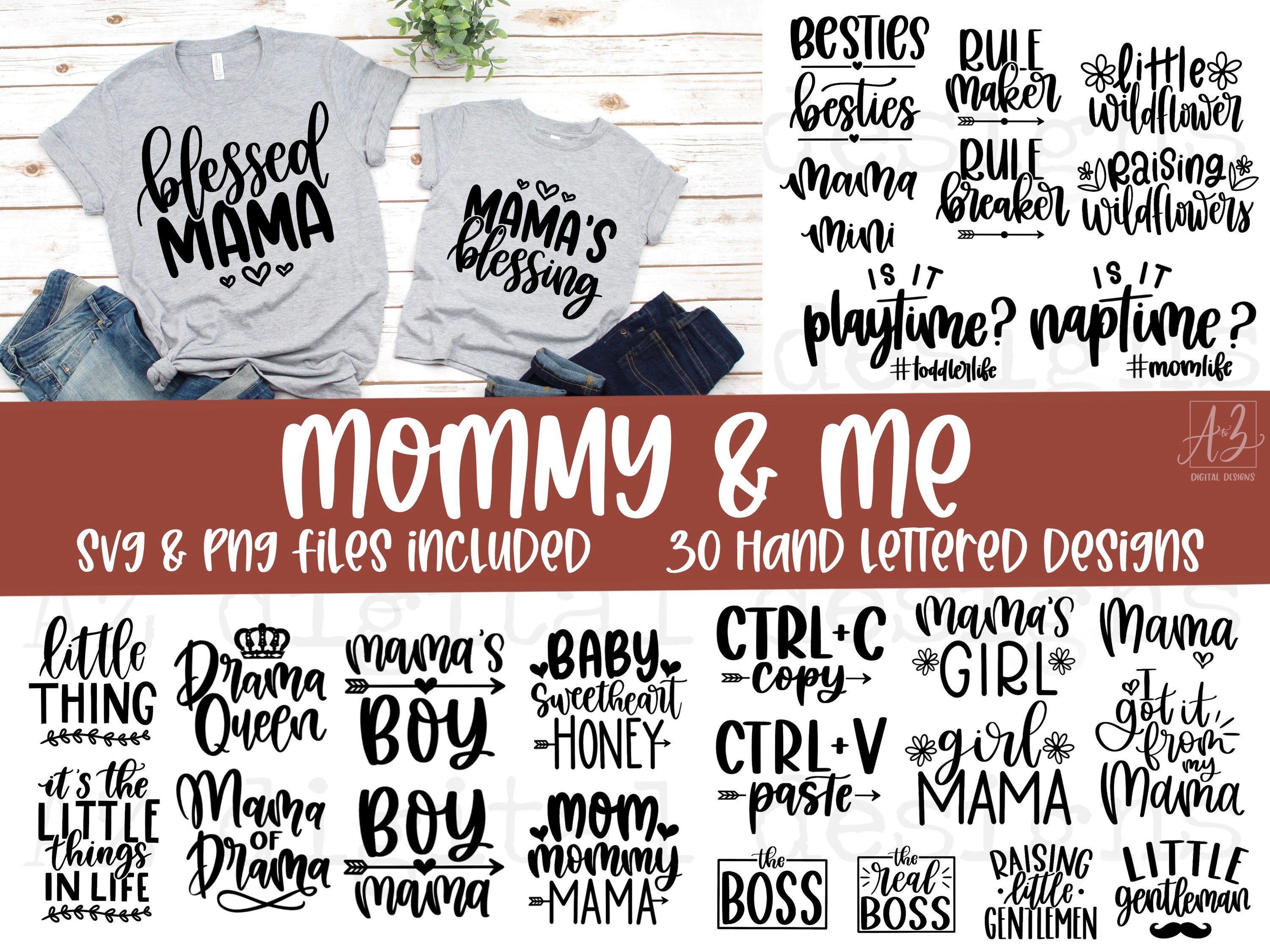 Mommy and me svg bundle hand lettered | mama and mini svg | matching shirts svg | mom svg | funny mom svg | kid shirt svg | mama svg png