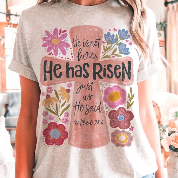He has risen Christian Easter png, Resurrection day png, floral png, boho png, brushstroke png, abstract floral png, Easter sublimation dtf