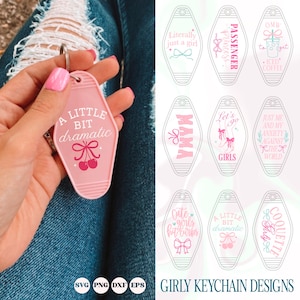 Pink Bow motel sleutelhanger SVG, coquette motel sleutelhanger SVG, girly sleutelhanger SVG, sarcastische sleutelhanger SVG, retro motel sleutelhanger SVG, sleutelhanger PNG