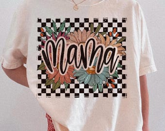 Mama checkers png, retro mama png, mama png, mama sublimation, floral mama png, mama dtf transfer, mothers day png, mama shirt png, mom png