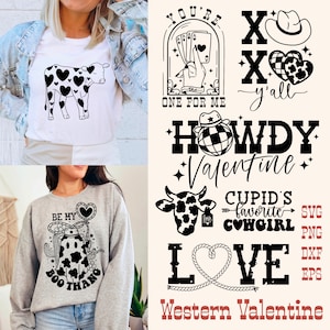 Paquete SVG de San Valentín occidental, svg de San Valentín retro, sé mi amor, svg de vaquero, svg occidental, hola san valentín svg, svg de san valentín de vaquilla png