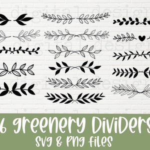 Greenery leaf divider svg bundle | decorative border svg | leaves svg | leaf svg png clipart | frame svg | text divider svg | border svg png