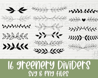 Greenery leaf divider svg bundle | decorative border svg | leaves svg | leaf svg png clipart | frame svg | text divider svg | border svg png