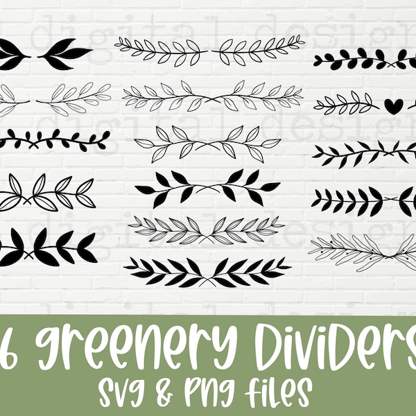 Greenery leaf divider svg bundle | decorative border svg | leaves svg | leaf svg png clipart | frame svg | text divider svg | border svg png