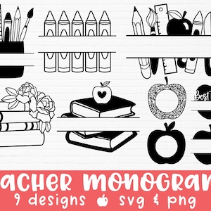 Teacher monogram svg | teacher svg | teacher shirt svg | back to school svg | school svg | educator svg | monogram svg | split frame svg