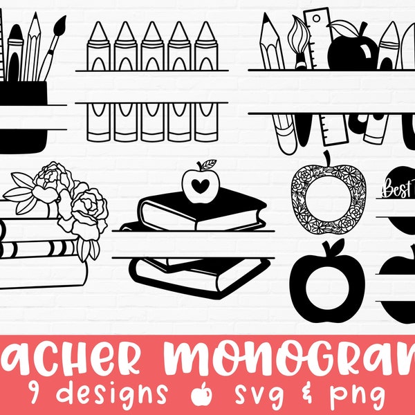 Teacher monogram svg | teacher svg | teacher shirt svg | back to school svg | school svg | educator svg | monogram svg | split frame svg