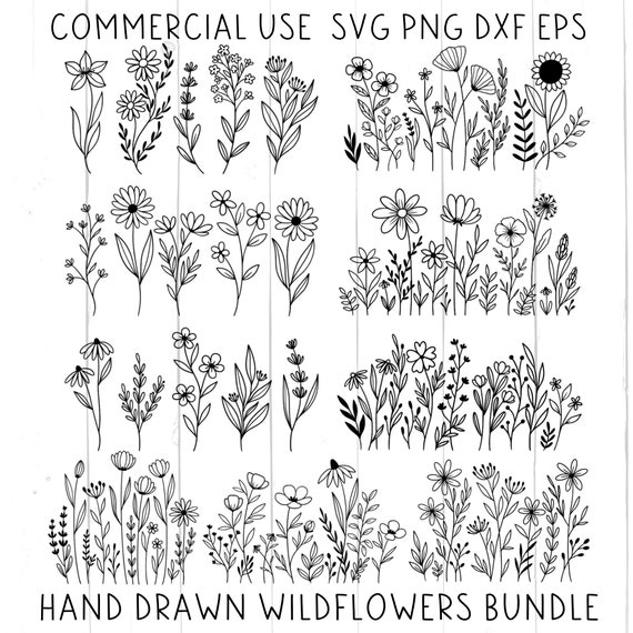 Wildflower svg and png bundle, wildflowers svg, flower svg, flower png, floral svg, floral png, flower shirt svg, wildflower field svg