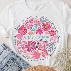 Boho floral grand-mère png, adjectifs grand-mère png, elle est grand-mère png, sublimation grand-mère, transfert dtf, fête des mères, chemise grand-mère png