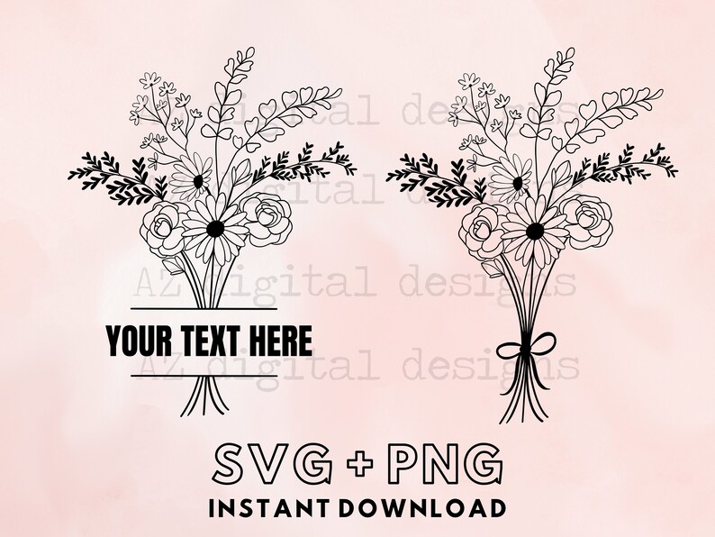 Download Clip Art Art Collectibles Floral Monogram Svg Split Monogram Svg Flower Bouquet Svg Png Wildflowers Svg Commercial Use Svg Floral Frame Svg Flower Svg