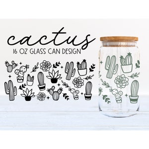 vidrio de cactus puede svg, vidrio puede svg, cactus svg, libbey puede svg, vidrio puede envolver svg, suculento svg, planta svg, cactus png botánico svg