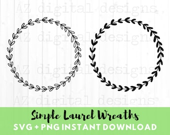 Laurel wreaths svg simple | wreath svg | circle border wreath svg | vine wreath svg | wreath monogram svg | farmhouse laurel border svg png
