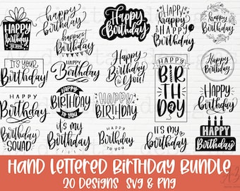 Happy birthday svg bundle hand lettered | birthday svg | birthday party svg | birthday cake svg | birthday party svg png | birthday clipart