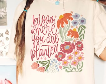 Bloom where you are planted png, floral cowboy boot png, retro flower png, retro western png, boho western png, floral png, boho floral png