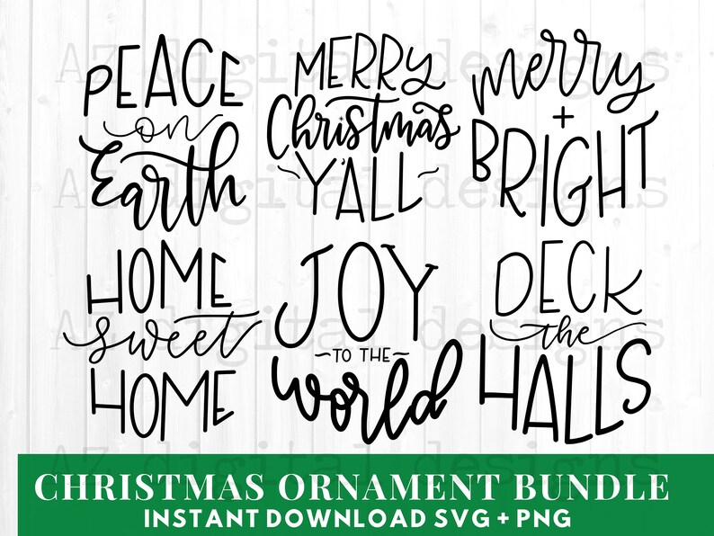 Download Christmas ornament svg bundle handlettered round ornament ...