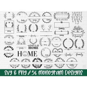 Lot svg monogramme nom de famille | monogramme svg | split monogramme svg | mariage monogramme svg |  famille svg | nom de famille svg nom de famille svg png