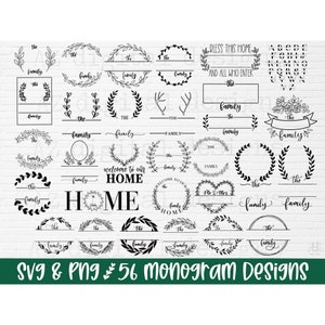 Family name monogram svg bundle | monogram svg | split monogram svg | wedding monogram svg |  family svg | family name svg last name svg png