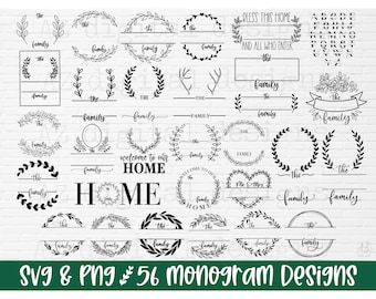 Family name monogram svg bundle | monogram svg | split monogram svg | wedding monogram svg |  family svg | family name svg last name svg png